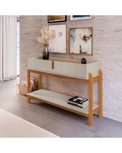 Aparador Buffet Lizz com 2 Gavetas 1,30 Off-white/cedro