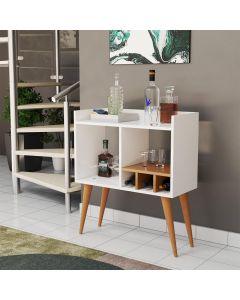 Buffet Aparador Minibar com Adega Pés Palito Amanda Branco