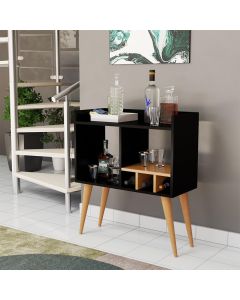 Buffet Aparador Minibar com Adega Pés Palito Amanda Preto