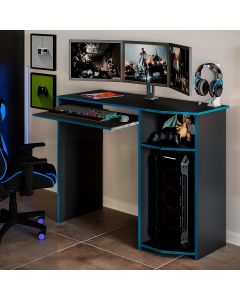 Mesa Escrivaninha para Computador Escritório Pc Gamer - Preto/azul