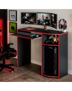 Mesa Escrivaninha para Computador Escritório Pc Gamer - Preto/vermelho