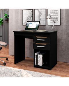 Mesa Escrivaninha Veneza para Computador 90cm com 2 Gavetas - Preto