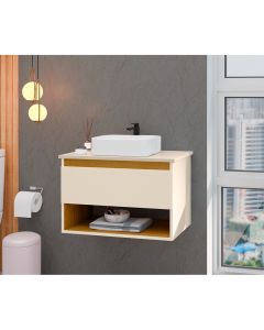 Gabinete Armário para Banheiro Suspenso Florence com Cuba Off-white