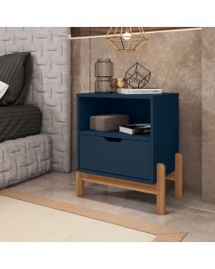 Mesa de Cabeceira Antares Essenziale com 1 Gaveta 52cm Azul Cobalto