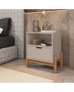 Mesa de Cabeceira Antares Essenziale com 1 Gaveta 52cm Off-white