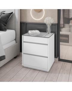 Mesa de Cabeceira Belize Versátile 3 Gavetas 50cm Branco
