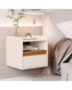 Mesa de Cabeceira Suspensa Minerva com 1 Porta Off-white/nature