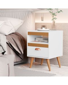 Kit 2 Mesas de Cabeceira Sal com 1 Gaveta Branco/ypê/branco