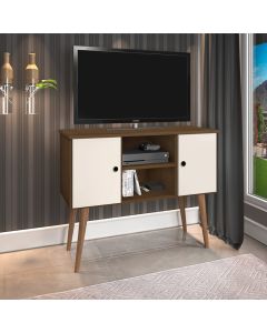 Estante Rack Viena Clássico 90cm com Portas - Imbuia e Off White