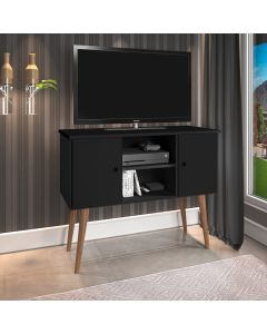 Estante Rack Viena Clássico 90cm com Portas - Preto